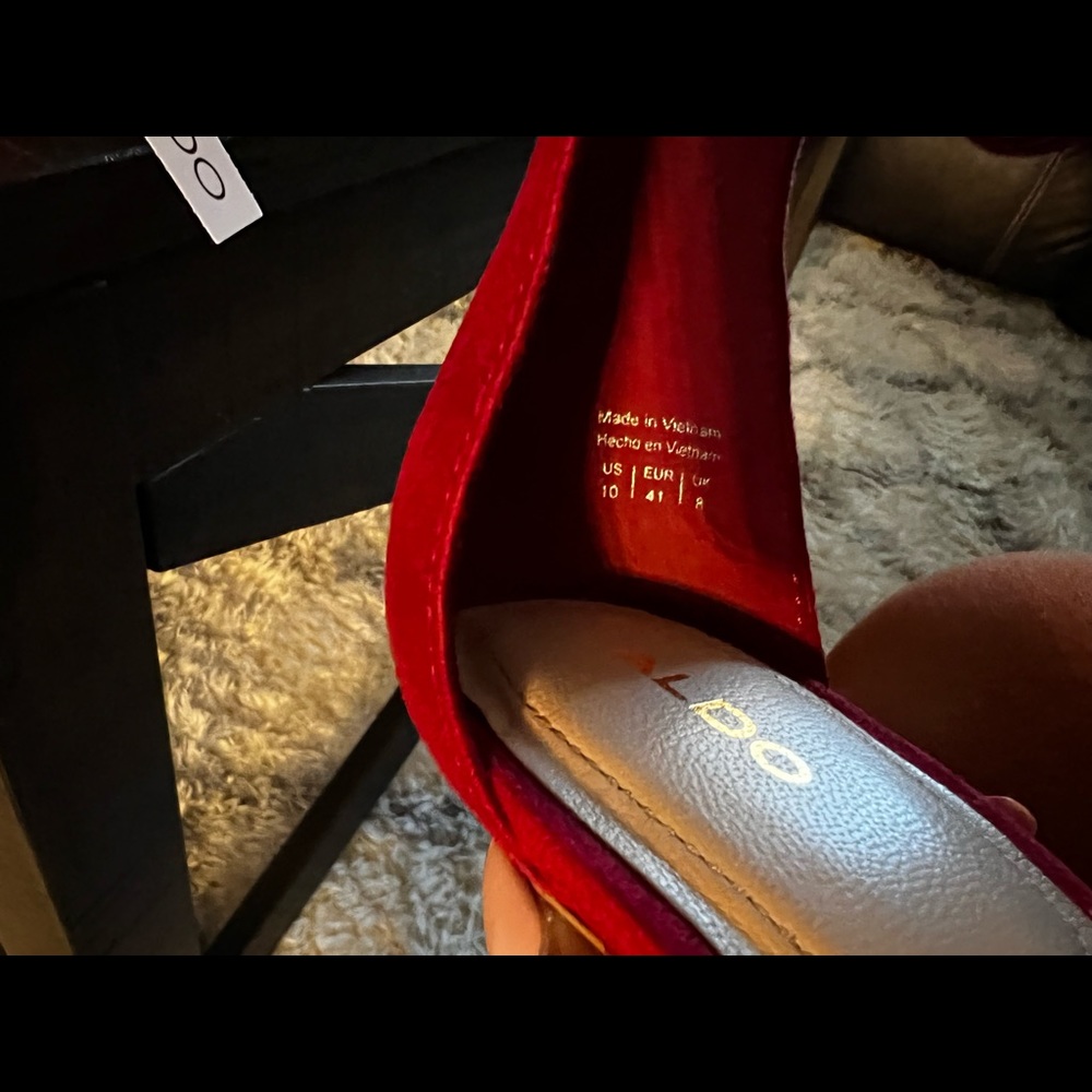 Aldo Red Heeled Sandals - Picture 7 of 7